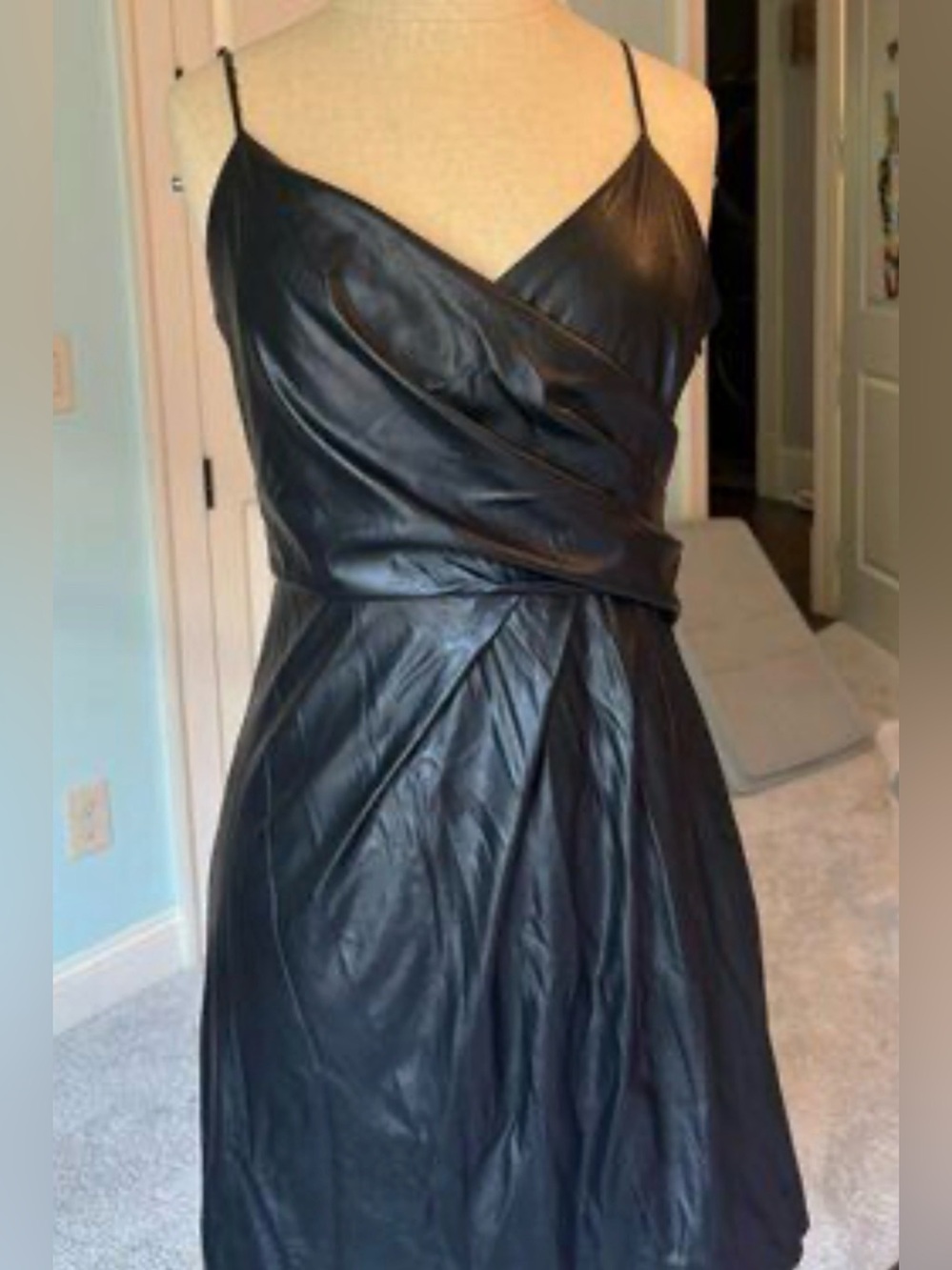 Ramy Brook Sz 8 Faux leather faux wrap mini dress